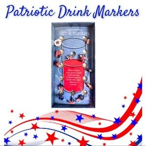 NIP Boston Warehouse Patriotic Americana Drink Markers, Set of 12
